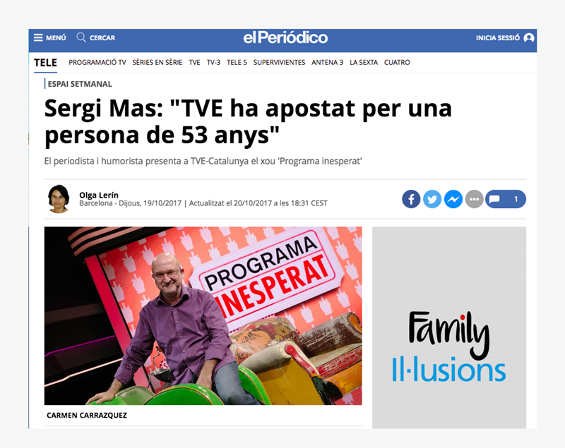 El periódico.Sergi Mas. Programa Inesperats de Televisión Española